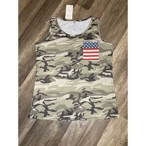 Camo Tank Top XL Patriotic American Flag USA 4th Of July Beach Festival Coastal